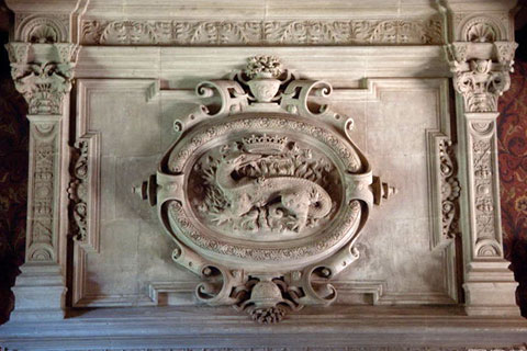 Эмблема Франциска I на камине